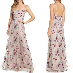 Jenny Yoo Embroidered gown in berry